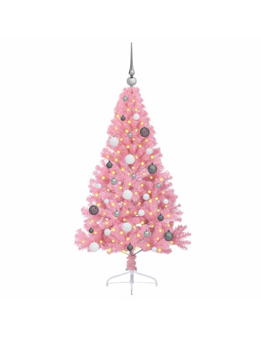 Albero di Natale artificiale con luci integrate Rosa 150 cm PVC
