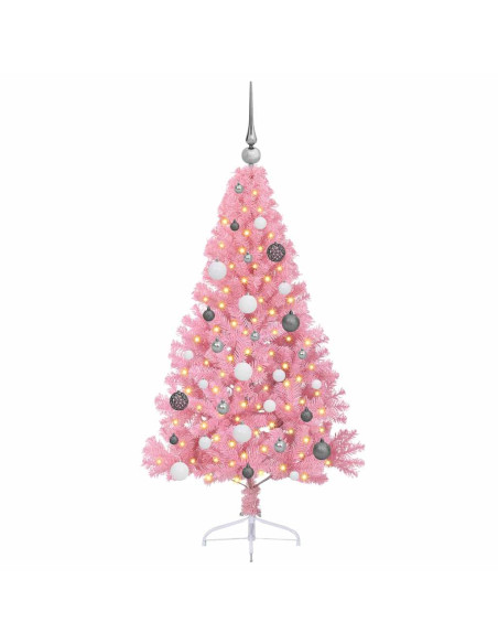 Albero di Natale artificiale con luci integrate Rosa 150 cm PVC