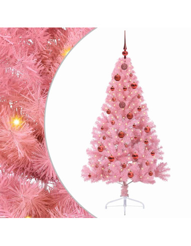Albero di Natale artificiale con luci integrate Rosa 150 cm PVC