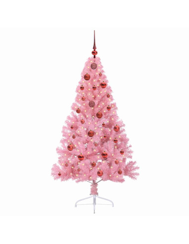 Albero di Natale artificiale con luci integrate Rosa 150 cm PVC