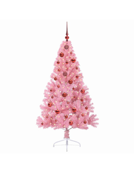 Albero di Natale artificiale con luci integrate Rosa 150 cm PVC