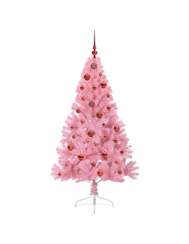Albero di Natale artificiale con luci integrate Rosa 150 cm PVC