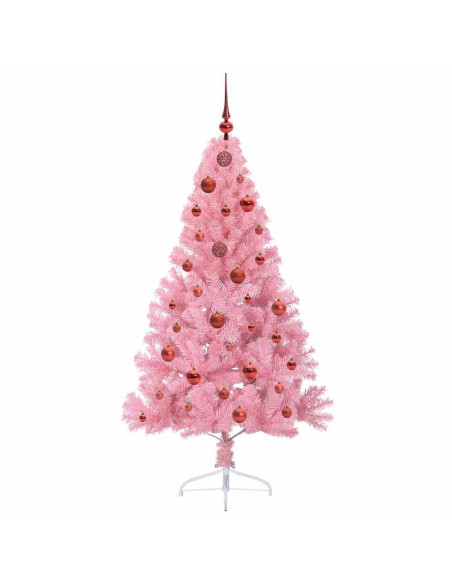 Albero di Natale artificiale con luci integrate Rosa 150 cm PVC