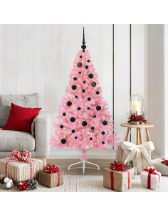 Albero di Natale artificiale con luci integrate Rosa 150 cm PVC 2