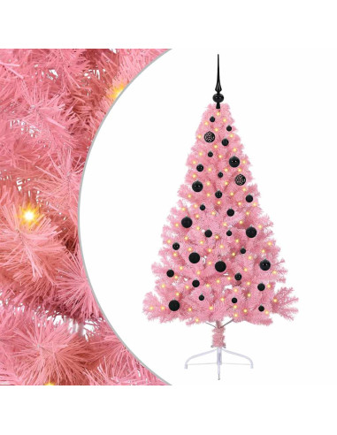 Albero di Natale artificiale con luci integrate Rosa 150 cm PVC
