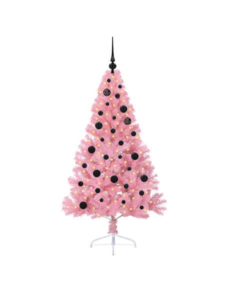 Albero di Natale artificiale con luci integrate Rosa 150 cm PVC