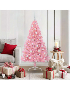 Albero di Natale artificiale con luci integrate Rosa 150 cm PVC 2