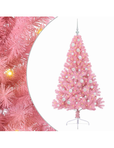 Albero di Natale artificiale con luci integrate Rosa 150 cm PVC