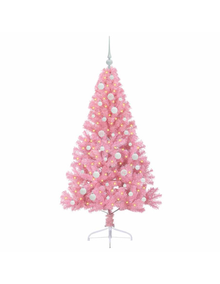 Albero di Natale artificiale con luci integrate Rosa 150 cm PVC
