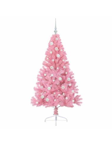 Albero di Natale artificiale con luci integrate Rosa 150 cm PVC