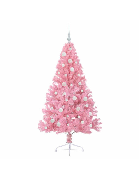 Albero di Natale artificiale con luci integrate Rosa 150 cm PVC