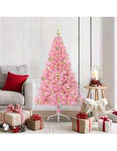 Albero di Natale artificiale con luci integrate Rosa 150 cm PVC 2