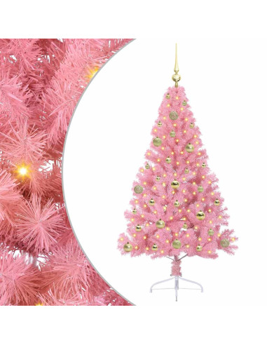 Albero di Natale artificiale con luci integrate Rosa 150 cm PVC