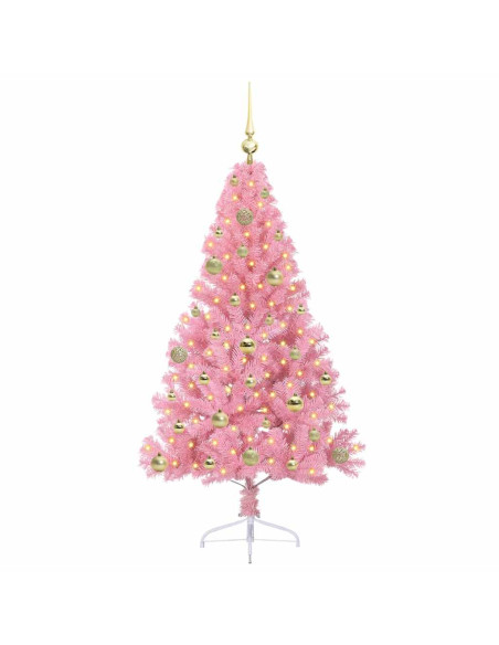 Albero di Natale artificiale con luci integrate Rosa 150 cm PVC