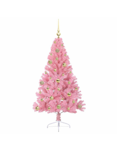 Albero di Natale artificiale con luci integrate Rosa 150 cm PVC