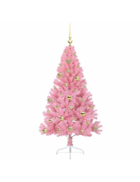 Albero di Natale artificiale con luci integrate Rosa 150 cm PVC
