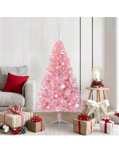 Albero di Natale artificiale con luci integrate Rosa 150 cm PVC 2