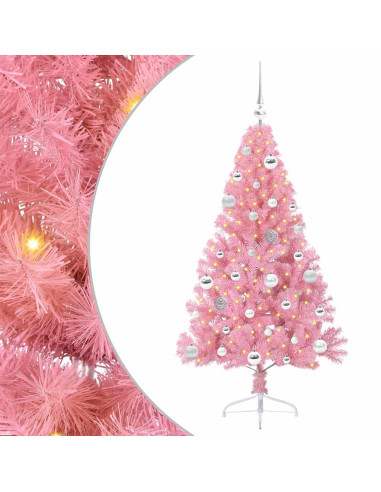 Albero di Natale artificiale con luci integrate Rosa 150 cm PVC