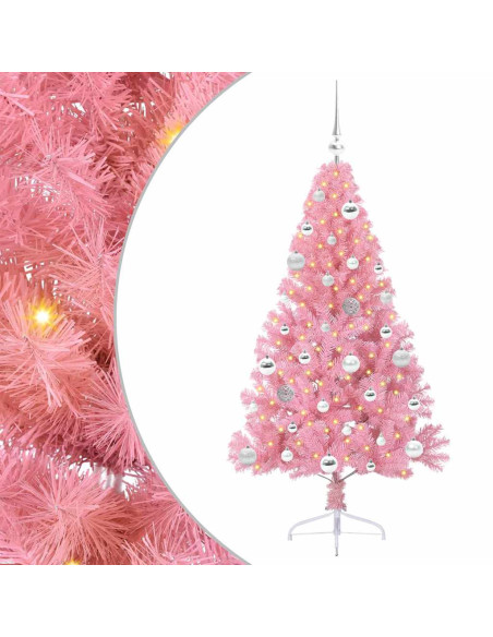 Albero di Natale artificiale con luci integrate Rosa 150 cm PVC