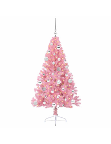 Albero di Natale artificiale con luci integrate Rosa 150 cm PVC