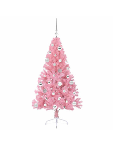 Albero di Natale artificiale con luci integrate Rosa 150 cm PVC