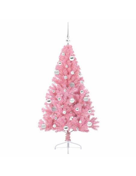 Albero di Natale artificiale con luci integrate Rosa 150 cm PVC