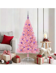 Albero di Natale artificiale con luci integrate Rosa 150 cm PVC 2