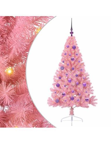 Albero di Natale artificiale con luci integrate Rosa 150 cm PVC