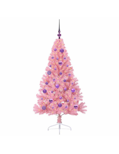 Albero di Natale artificiale con luci integrate Rosa 150 cm PVC