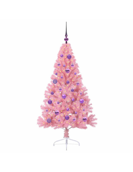 Albero di Natale artificiale con luci integrate Rosa 150 cm PVC