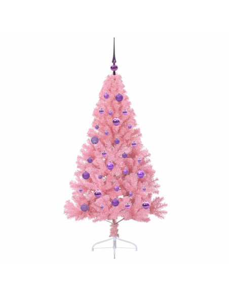 Albero di Natale artificiale con luci integrate Rosa 150 cm PVC