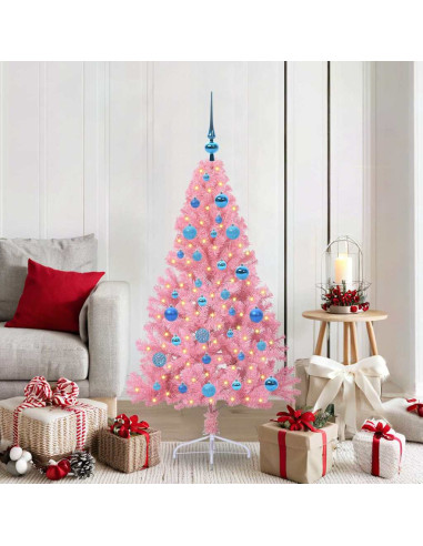 Albero di Natale artificiale con luci integrate Rosa 150 cm PVC