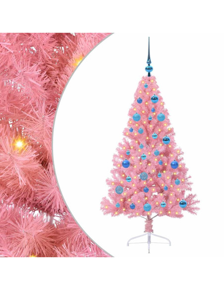 Albero di Natale artificiale con luci integrate Rosa 150 cm PVC