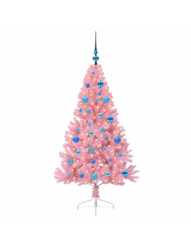 Albero di Natale artificiale con luci integrate Rosa 150 cm PVC