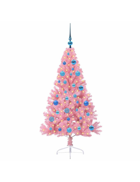 Albero di Natale artificiale con luci integrate Rosa 150 cm PVC