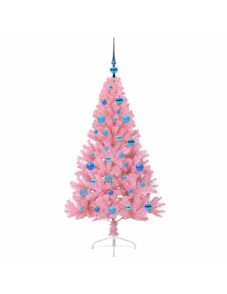 Albero di Natale artificiale con luci integrate Rosa 150 cm PVC