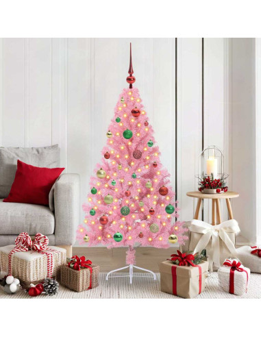 Albero di Natale artificiale con luci integrate Rosa 150 cm PVC