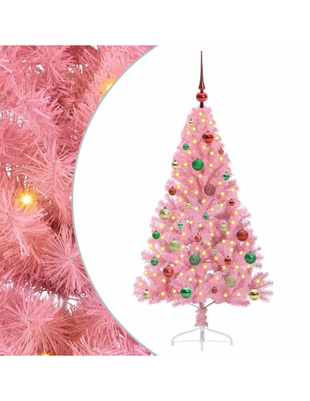 Albero di Natale artificiale con luci integrate Rosa 150 cm PVC