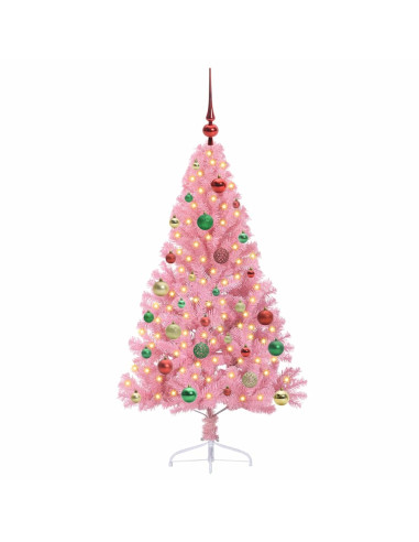 Albero di Natale artificiale con luci integrate Rosa 150 cm PVC