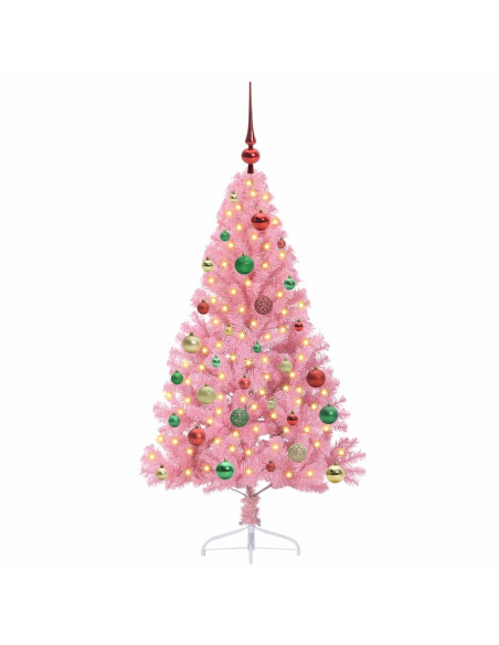 Albero di Natale artificiale con luci integrate Rosa 150 cm PVC