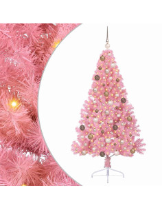 Albero di Natale artificiale con luci integrate Rosa 180 cm PVC 2