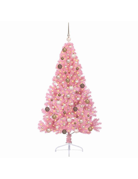 Albero di Natale artificiale con luci integrate Rosa 180 cm PVC