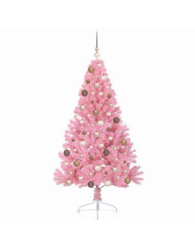 Albero di Natale artificiale con luci integrate Rosa 180 cm PVC