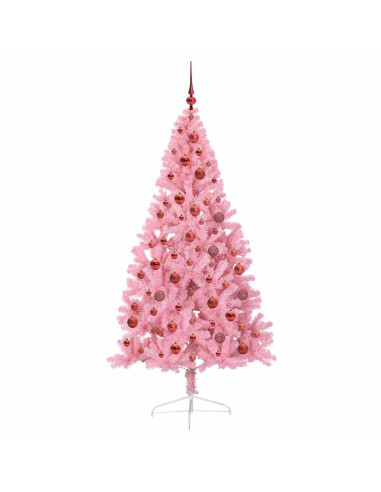 Albero di Natale artificiale con luci integrate Rosa 180 cm PVC