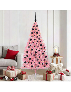 Albero di Natale artificiale con luci integrate Rosa 180 cm PVC 2
