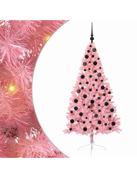 Albero di Natale artificiale con luci integrate Rosa 180 cm PVC