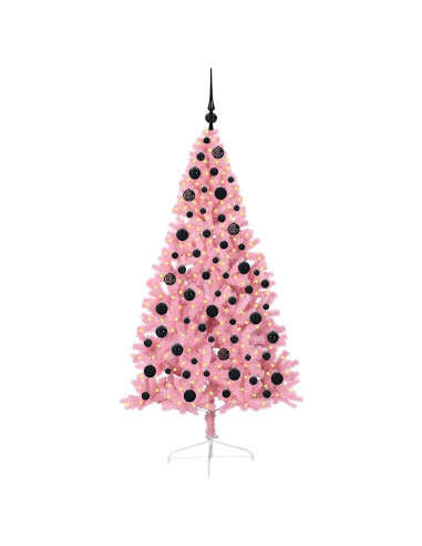 Albero di Natale artificiale con luci integrate Rosa 180 cm PVC