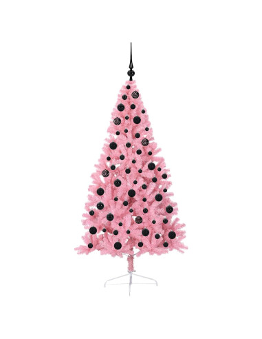 Albero di Natale artificiale con luci integrate Rosa 180 cm PVC