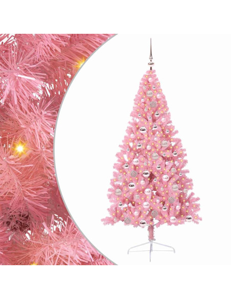 Albero di Natale artificiale con luci integrate Rosa 180 cm PVC