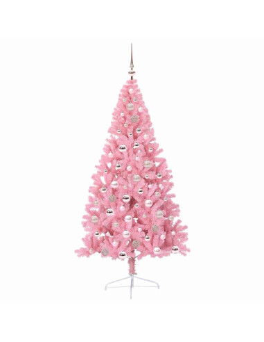 Albero di Natale artificiale con luci integrate Rosa 180 cm PVC